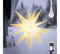 SALCAR 3D stella luminosa bianca con luce LED bianca calda, luce stellare pieghevole per finestre e decorazioni natalizie per la casa.