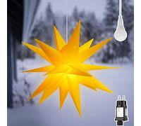 SALCAR 3D Stella Luminosa Giallo con Luce LED Giallo Calda, Luce Stellare Pieghevole per Finestre e Decorazioni Natalizie per La Casa