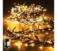 SALCAR 5 m 500 luci a LED per esterni, catena di luci natalizie con 8 modalità e memoria, impermeabile, per interni ed esterni, giardino, albero di Natale, matrimonio, bianco caldo