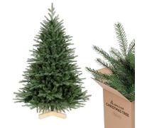 SALCAR Albero di Natale Artificiale 120 cm, Abete di Natale Folto con Guanti e 348 PE&PVC Punte per Rami, Supporto in Legno, Montaggio Rapido, Ignifugo