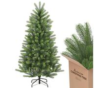 SALCAR Albero di Natale Artificiale 150 cm con Rami Verde Chiaro, Testa Rotonda e Supporto in Metallo, 100% PE