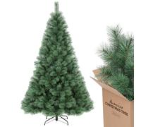 SALCAR Albero di Natale artificiale, 210 cm, in pino (diametro circa 122 cm) con supporto in metallo, sistema pieghevole a montaggio rapido, albero di Natale da 2,1 m, per interni, montaggio semplice