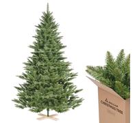 SALCAR - Albero di Natale artificiale da 2,1 m, pieghevole, con 760 punte, colore: verde, albero di Natale con supporto in legno, ben 132 cm di diametro