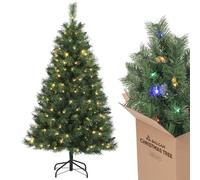 SALCAR Albero di Natale con Luci Incorporate Artificiale 120 cm, Abete di Natale con Guanti, 110 LED e 226 Punte per Rami, Supporto in Metallo, Montaggio Rapido