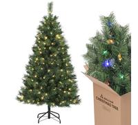 SALCAR Albero di Natale con Luci Incorporate Artificiale 150 cm, Abete di Natale con Guanti, 160 LED e 382 Punte per Rami, Supporto in Metallo, Montaggio Rapido