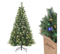 SALCAR Albero di Natale con Luci Incorporate Artificiale 180 cm, Abete di Natale con Guanti, 250 LED e 580 Punte per Rami, Supporto in Metallo, Montaggio Rapido