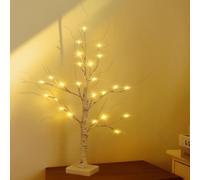 SALCAR Albero luminoso a LED per interni, 60 cm, luci a forma di albero di betulla, funzionamento USB/a batteria, 24 LED bianco caldo, decorazione natalizia per casa, feste, compleanni, matrimoni