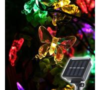 SALCAR Catena di luci a energia solare per esterni, con farfalla, 10 m, 50 LED, impermeabile, per giardino, alberi, terrazze, Natale, matrimoni, feste - colorata
