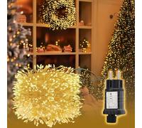SALCAR Catena di luci a LED da 10 m, 400 pezzi, in filo di rame, impermeabile, con 8 modalità, timer e memoria, per esterni, giardino, albero di Natale, matrimonio, bianco caldo