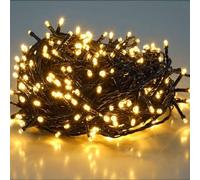 SALCAR Catena luminosa a 50 LED, 5 m, per albero di Natale, per esterni, impermeabile, con 8 modalità e memoria per interni, giardino, balcone, albero di Natale, bianco caldo
