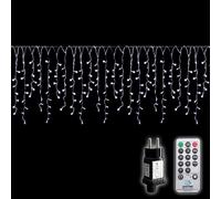 SALCAR Catena luminosa a LED da 5 m, per esterni, con telecomando, per interni di Natale, con 8 modalità, impermeabile, per gazebo, balcone, bianco freddo