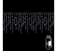 SALCAR Catena luminosa a LED per esterni, 10 m, 400 LED, per interni di Natale, con 8 modalità, timer e funzione memoria, impermeabile, per gazebo, balcone, bianco blu