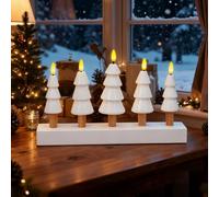 SALCAR Decorazione Natalizia Lampada da Tavolo LED, 5 Candele a Forma di Albero con Luce LED Bianco Caldo, A Batteria, Perfetta per Tavolo e Davanzale