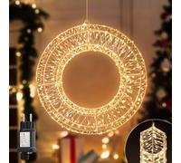 SALCAR Ghirlanda luminosa a LED, Ø 55 cm, 1440 LED, decorazione natalizia, finestra con spina, 8 modalità, timer e memoria, ghirlanda sospesa, per interni ed esterni, bianco caldo