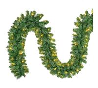 SALCAR Ghirlanda Natalizia Artificiale Verde 3m con 100 Luci LED, Ghirlanda di Abete Decorata per Caminetti, Scale, Pareti e Porte - Decorazione Pre-Illuminata per Natale