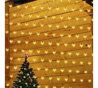 SALCAR Rete luminosa a LED 2x2m per esterni, catena di luci a rete per bosso anti-ruggine per esterni, tenda luminosa per interni con alimentazione elettrica, 9 modalità e funzione di memoria, bianco
