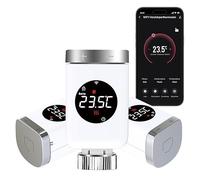 SALCAR Set da 3 Valvole Termostatiche TRV801W WIFI Termostato si Connettono Direttamente Compatibili con Amazon Alexa & Google Assistant Programmabili Tuya Smart Termostato, Nessun Gateway Richiesto