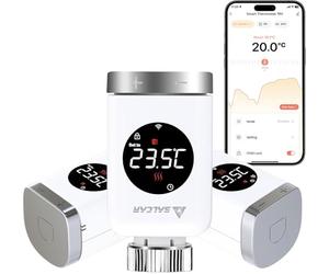 SALCAR Set da 3 Valvole Termostatiche TRV801W WIFI Termostato si Connettono Direttamente Compatibili con Amazon Alexa & Google Assistant Programmabili Tuya Smart Termostato, Nessun Gateway Richiesto