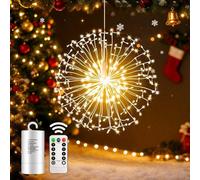 SALCAR Sfera luminosa Natale fuochi d'artificio catena luminosa 198 LED illuminazione natalizia esterna batteria con telecomando, impermeabile 8 modalità luce natalizia Starburst per esterni interni
