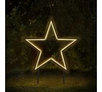 SALCAR Stella da giardino a LED in metallo, stella da giardino da 50 cm con picchetto da terra, stella di Natale impermeabile con 100 LED illuminati, illuminazione natalizia per giardino, bianco caldo