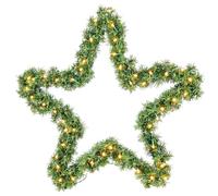 SALCAR Stella di Natale in PVC, 40 cm, con 200 rami verdi e catena luminosa a LED bianco caldo, decorazione natalizia di alta qualità per interni ed esterni, con vano batteria e timer