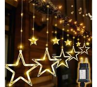 SALCAR Tenda luminosa a LED con stelle, 2m, 160 LED con 10 stelle con 8 modalità, timer e memoria, illuminazione natalizia impermeabile per finestre per esterni, interni, balcone, festa, matrimonio