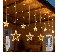 SALCAR Tenda luminosa a LED con telecomando, 1 m, con stelle, USB, per interni con 8 modalità, timer e memoria, luci natalizie per feste, matrimoni, balcone, bianco caldo