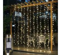 SALCAR Tenda luminosa a LED per esterni, 2 x 2 m, per interni con 8 modalità e memoria, illuminazione natalizia per esterni, colore bianco caldo
