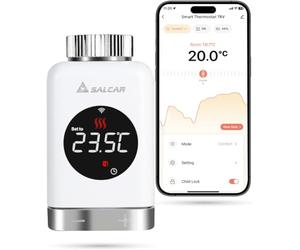 SALCAR Valvola Termostatica Intelligente WIFI Termostato TRV801W Testa Termostatica Compatibili con Amazon Alexa & Google Assistant Programmabili Tuya Smart Termostato, Nessun Gateway Richiesto