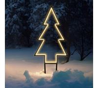 SALCAR XXL Paletto da giardino a LED 3D Albero di Natale 60 cm, paletto da giardino in metallo con 100 LED, albero di Natale illuminato da giardino con picchetti, illuminazione natalizia, bianco caldo