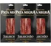 Salchichón affettato di maiale nero iberico Pata Negra 80 g - Confezione da 3 - Salumi tradizionali gourmet - Autentica ricetta iberica dal sapore raffinato Confezionato sottovuoto