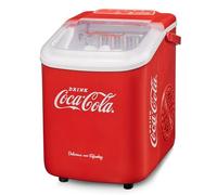 Salco Coca Cola - Macchina per cubetti di ghiaccio compatta con 2 dimensioni di cubetti di ghiaccio, 10 kg di ghiaccio in 24 ore, funzione di allarme automatico Ice Maker design retrò rosso