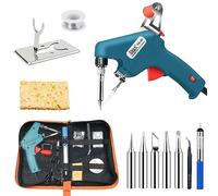 Saldatore a Stagno, 60W Kit Saldatore con Attrezzo per Saldatore 10 in 1, Filo per Saldatura, Flusso, Kit per Saldatore con una Sola Mano per Saldatura e Riparazione