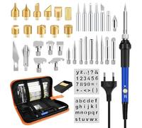 Saldatore a Stagno 60W Kit, Temperatura Regolabile 200-450°C, Kit Saldatore Pirografo, Portatile Incisione Pirografia DIY Scultura Pittura a Fuoco su Legno, Per Saldatura e Riparazioni