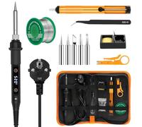 Saldatore a Stagno 80W LED Temperatura Regolabile 180-520℃ Stagnatore Elettrico Professionale 13 in 1 Interruttore ON/OFF con 5 Punte di Saldatura, Filo per Saldatura, Pompa Dissaldante