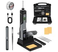 Saldatore a Stagno a Batteria Riscaldamento in 5s,Saldatore Ricaricabile 14-in-1 con display a LED, 200-500°C, Spegnimento Automatico, Utensile da Saldatura Portatile USB per Riparazioni di Precisione