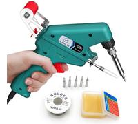 Saldatore a Stagno, ILIBILIB 60W Kit Saldatore con Punte da 5 Pezzi, Filo per Saldatura, Flusso, Kit per Saldatore con una Sola Mano per Saldatura e Riparazione