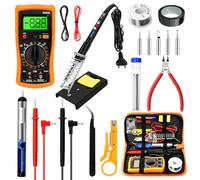 Saldatore a Stagno Kit, 19 PCS Saldatore Kit 60W con Schermo LCD, 180-500℃ Stagnatore Elettrico Professionale, 5 Punte di Saldatura, Pompa Dissaldante, Kit di Saldatura per Piccole Riparazioni