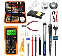 Saldatore a Stagno Kit, 60W Saldatore Stagno di Precisione Professionale con Temperatura Regolabile 180~500 ℃, con 5 Punte Saldatore Stagno, Stagno per Saldare, per Riparazioni Fai da Te