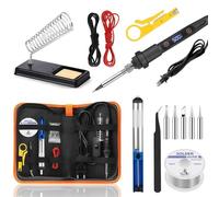 Saldatore a Stagno Kit 80W LCD Temperatura Regolabile 180-500°C Stagnatore Elettrico 15 in1 Interruttore ON/OFF,5 Punte,Pompa di Dissaldatura, Adatto Elettroniche e Hobby