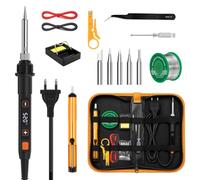 Saldatore a Stagno Kit 80W LED 180-520℃ Temperatura Regolabile 15 in1 | 10s Riscaldamento Attrezzatura per Saldatura per Riparazione Elettronica Fai Da Te, PCB, Filo di Saldatura, 5 Punte