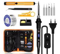 Saldatore a Stagno Kit 80W Temperatura Regolabile 180-520℃ Stagnatore Elettrico 13 in 1 Kit di Saldatura Interruttore ON/OFF con 5 Punte di Saldatura, Adatto a Manutenzione Domestica & Fai Da Te