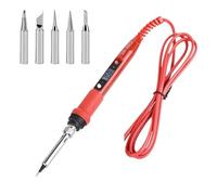 Saldatore Elettrico Da 80 W Con Temperatura Regolabile LCD, Strumento Di Saldatura, Riscaldatore In Ceramica, Testa Del Saldatore, Strumenti Di Riparazione For Saldatura Il Miglior Regalo(Red,SET 03)