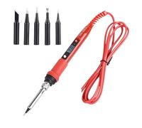 Saldatore Elettrico Da 80 W Con Temperatura Regolabile LCD, Strumento Di Saldatura, Riscaldatore In Ceramica, Testa Del Saldatore, Strumenti Di Riparazione For Saldatura Il Miglior Regalo(Red,SET 01)