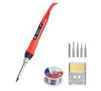 Saldatore Elettrico Da 80 W Con Temperatura Regolabile LCD, Strumento Di Saldatura, Riscaldatore In Ceramica, Testa Del Saldatore, Strumenti Di Riparazione For Saldatura Il Miglior Regalo(Red,SET 05)
