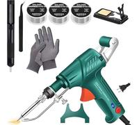 Saldatore industriale a riscaldamento interno, saldatore portatile 3 in 1, set multifunzione con e pistola per saldatura, ideale per lavori industriali, domestici fai da te(Green)