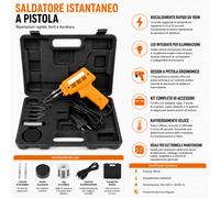 Saldatore Istantaneo a Pistola 100W con LED e Accessori P701301