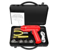 Saldatore Pistola Riparazione Macchina Kit di riparazione paraurti per saldatrice di plastica ricaricabile con pinzatrice a caldo da 200 W, saldatore per riparazione di plastica(Red)