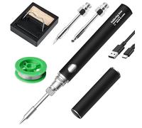 Saldatore senza fili, set di 3 modalità, set di saldatori a batteria USB, 300 ℃-450 ℃, temperatura regolabile, saldatore con 2 punte di ricambio per saldatore e filo per saldatura per lavori elettrici