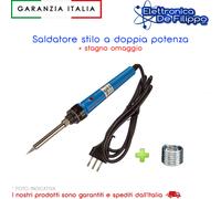 SALDATORE STILO DOPPIA POTENZA 20WATT 130 WATT ATTIVAZIONE A PULS STAGNO OMAGGIO